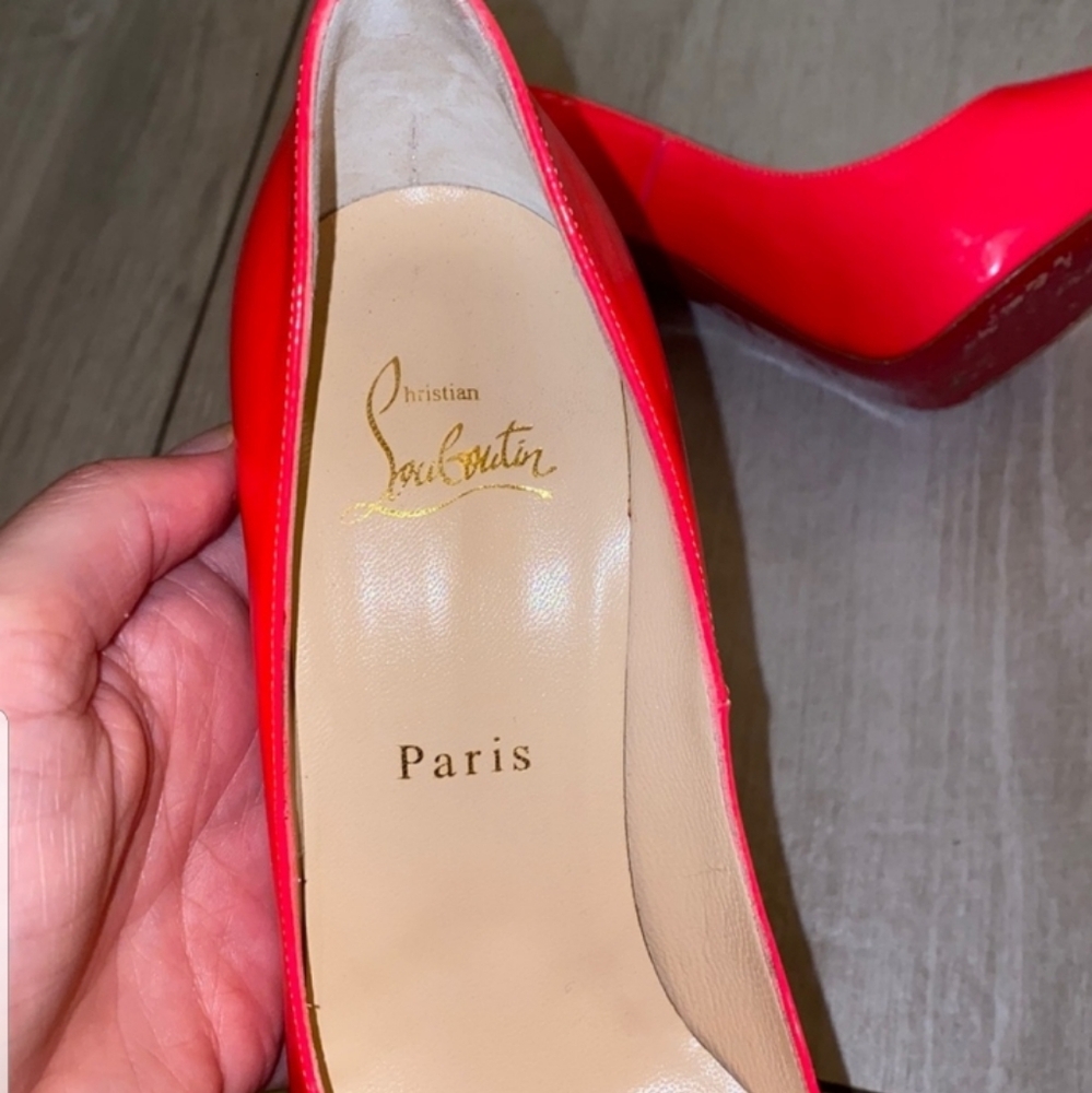 Christian Louboutin peep toe neon pink sexy heels - Picture 5 of 16
